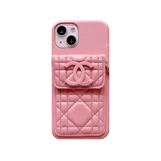 CC IPHONE CASE WITH WALLET AND STRAP PINK mysite