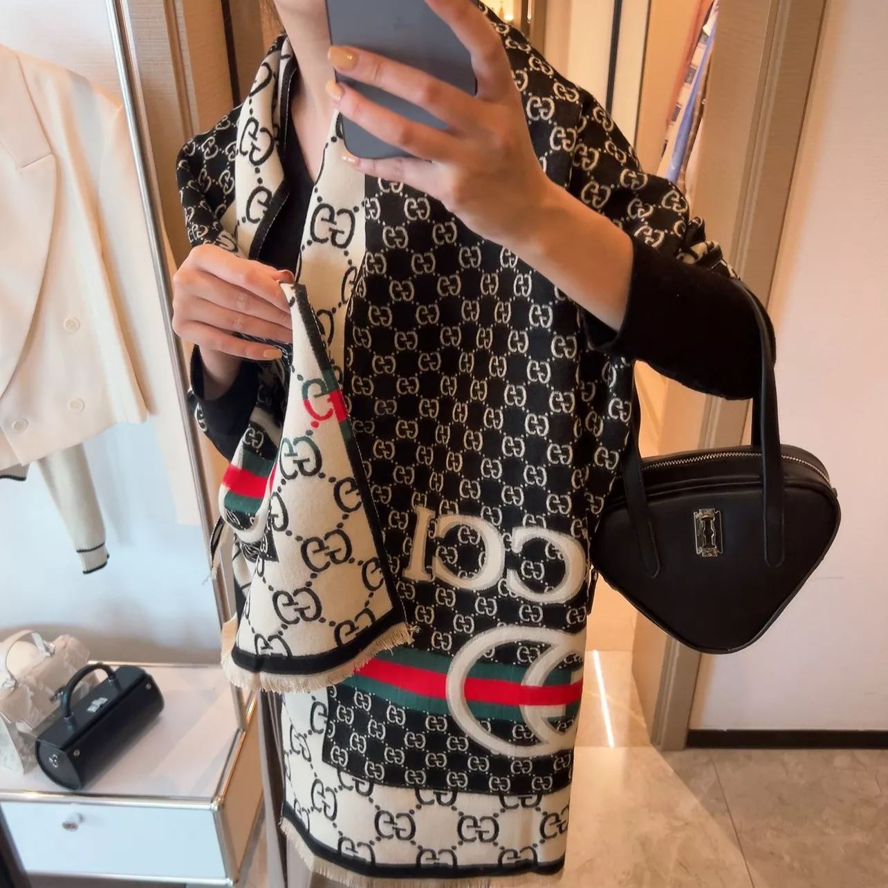 Color Block Logo Jacquard Cashmere Scarf mysite