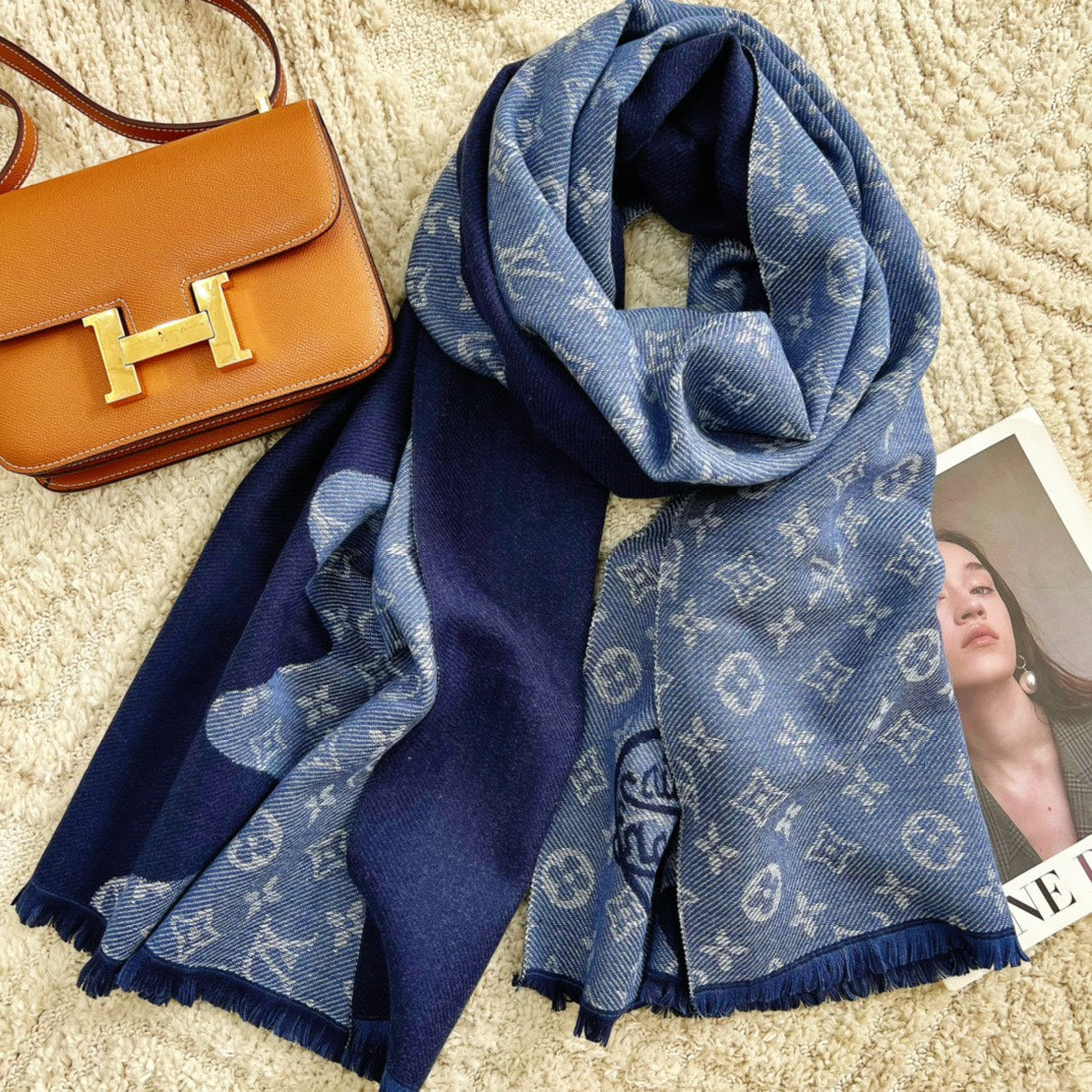 Colorblock Edition Letter Jacquard Scarf mysite