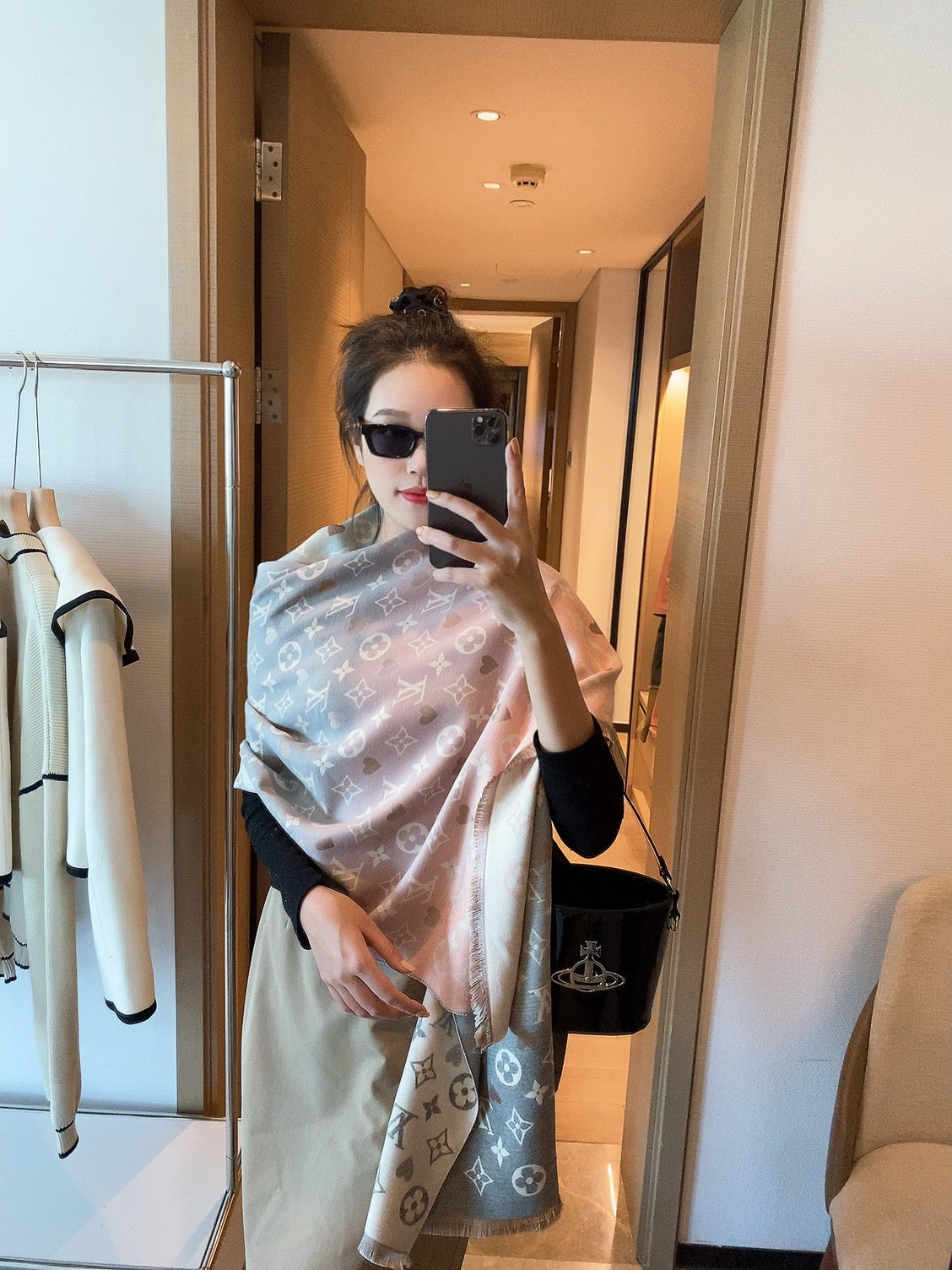 Gradient Heart Monogram Scarf Shawl mysite