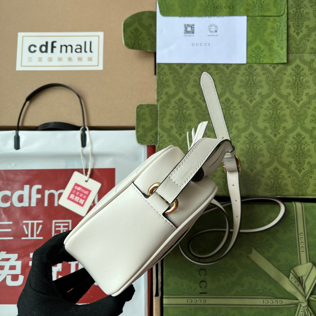 Gucci Blondie Small Shoulder White Leather Bag - 21x15.5x5cm mysite