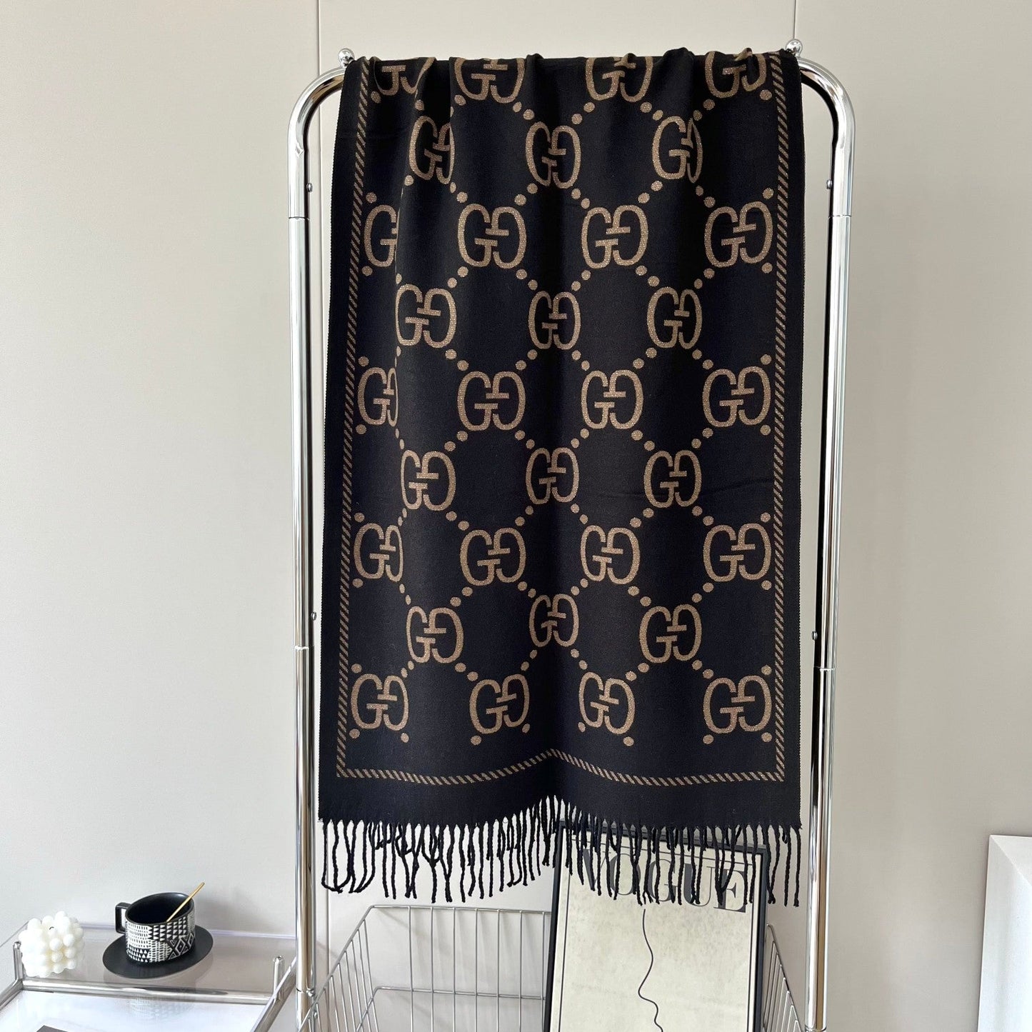 Classic Mink and Silver Fringe Scarf Shawl mysite