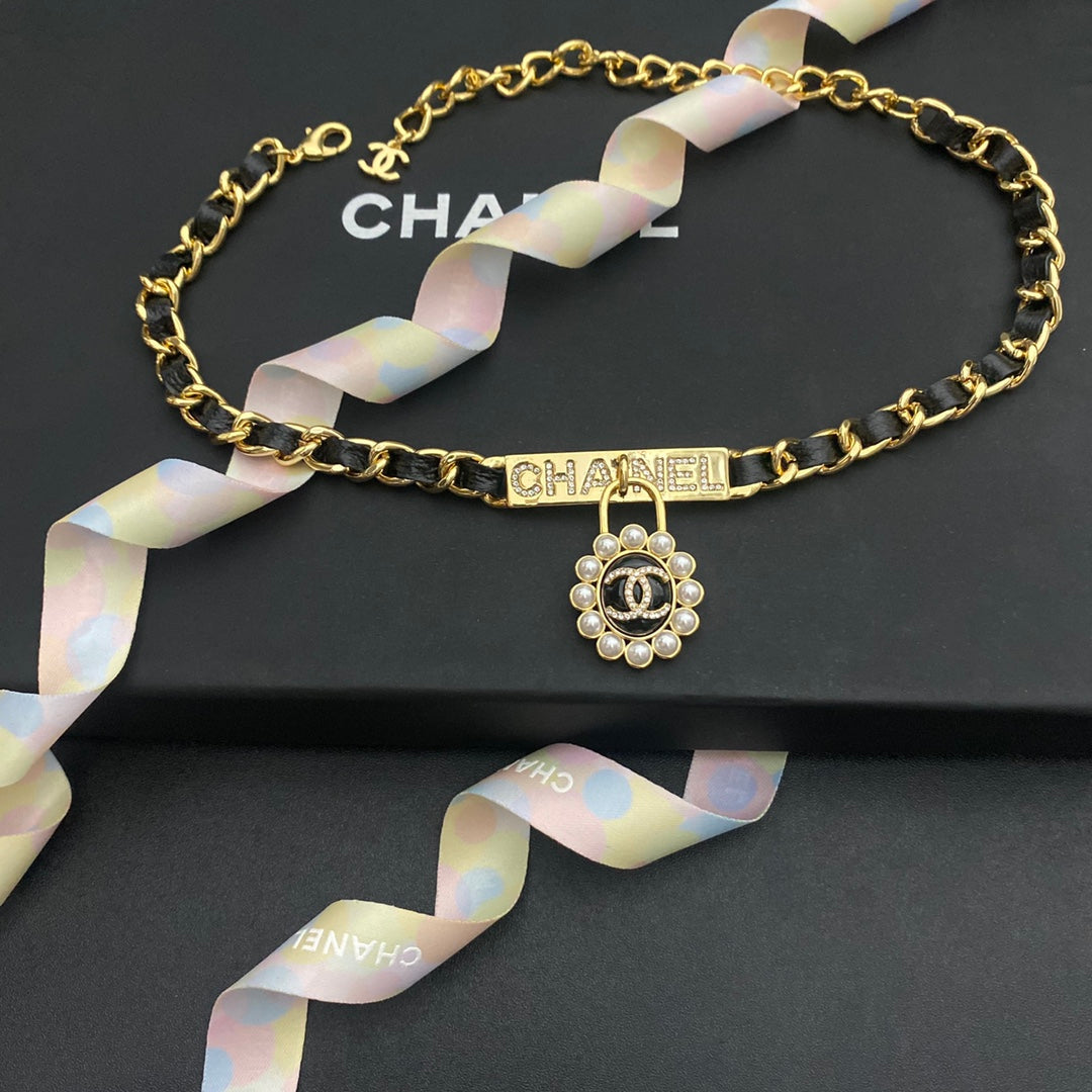 Pearl Pendant Stranded Leather Necklace mysite