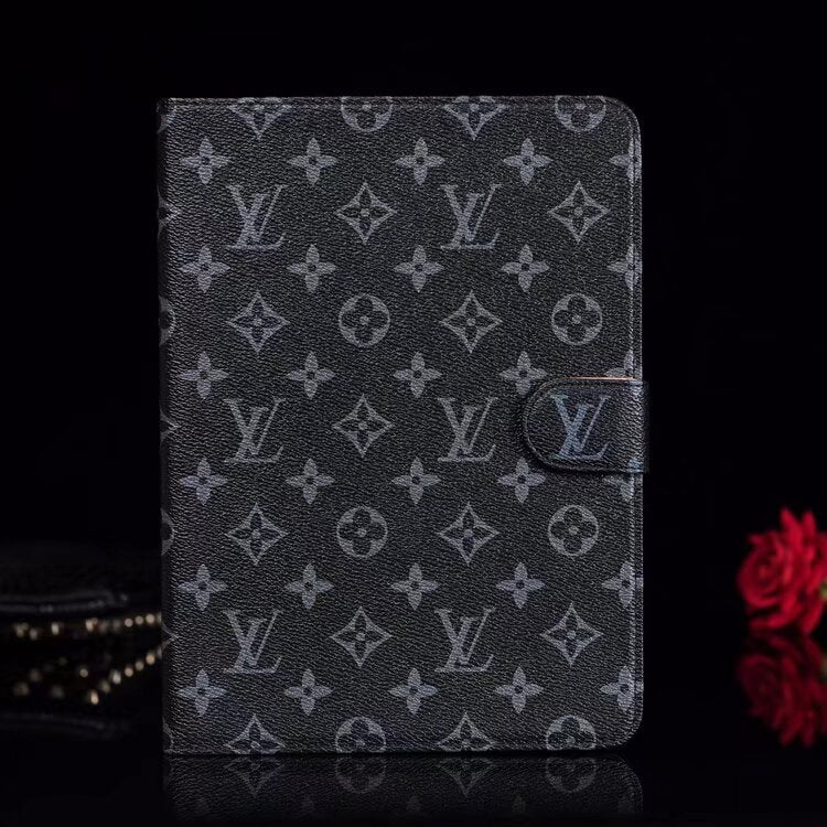 Luxury Canvas Monogram Leather Fresh Summer Theme Pattern Apple iPad case Black mysite