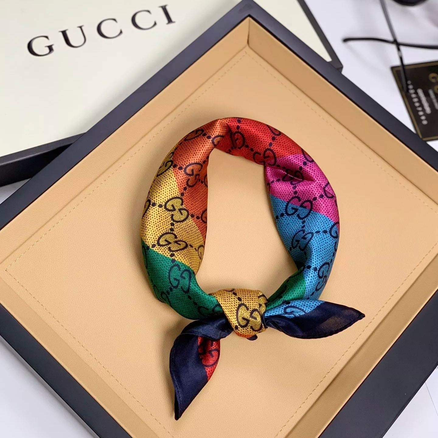 Multicolor Monogram Letter Square Scarf mysite