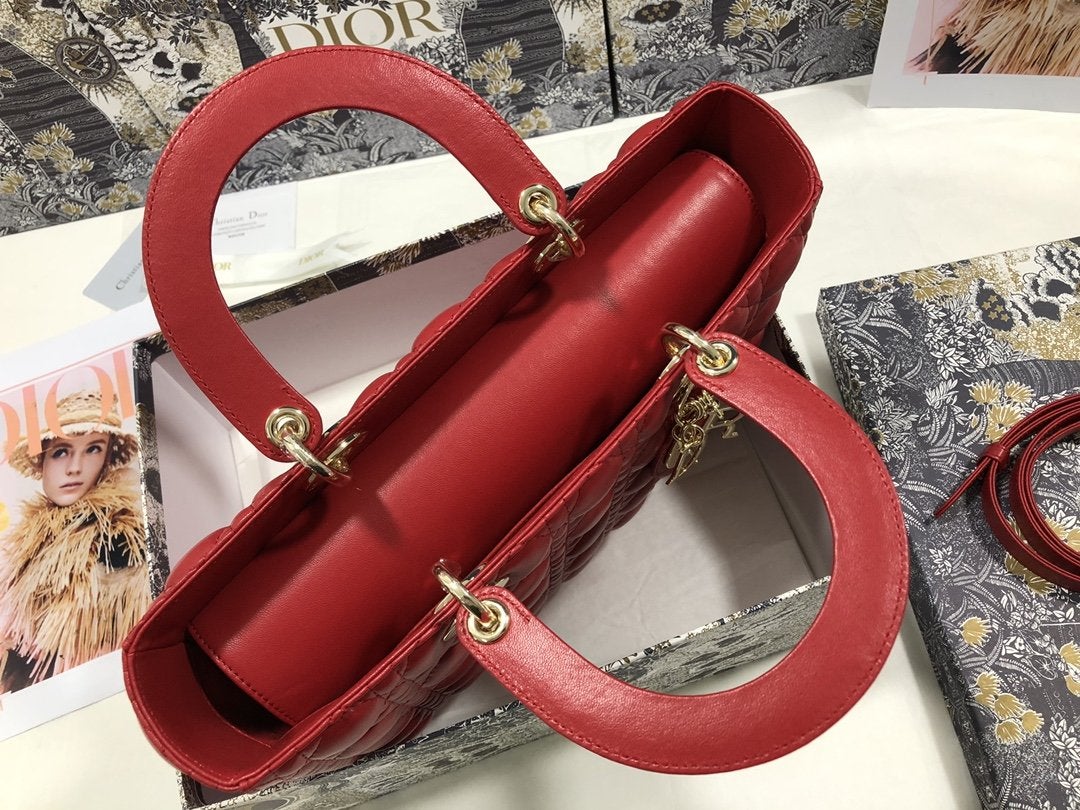 LARGE LADY BAG 32CM RED CANNAGE LAMBSKIN mysite