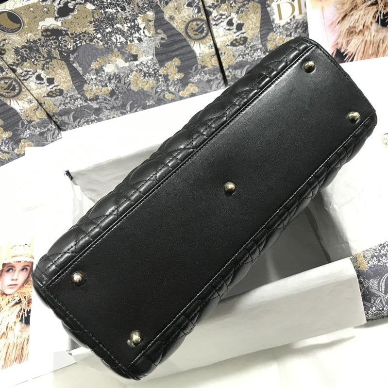 LARGE LADY BAG 32CM BLACK CANNAGE LAMBSKIN mysite