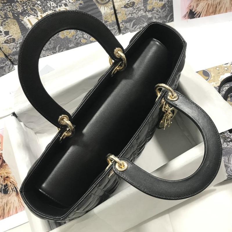 LARGE LADY BAG 32CM BLACK CANNAGE LAMBSKIN mysite