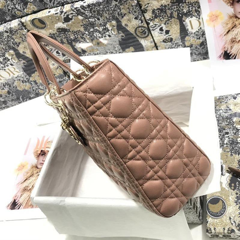 LARGE LADY BAG 32CM BEIGE CANNAGE LAMBSKIN mysite