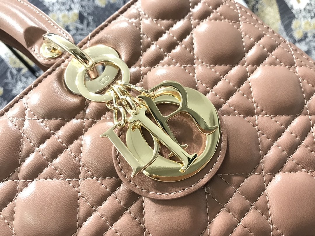 LARGE LADY BAG 32CM BEIGE CANNAGE LAMBSKIN mysite