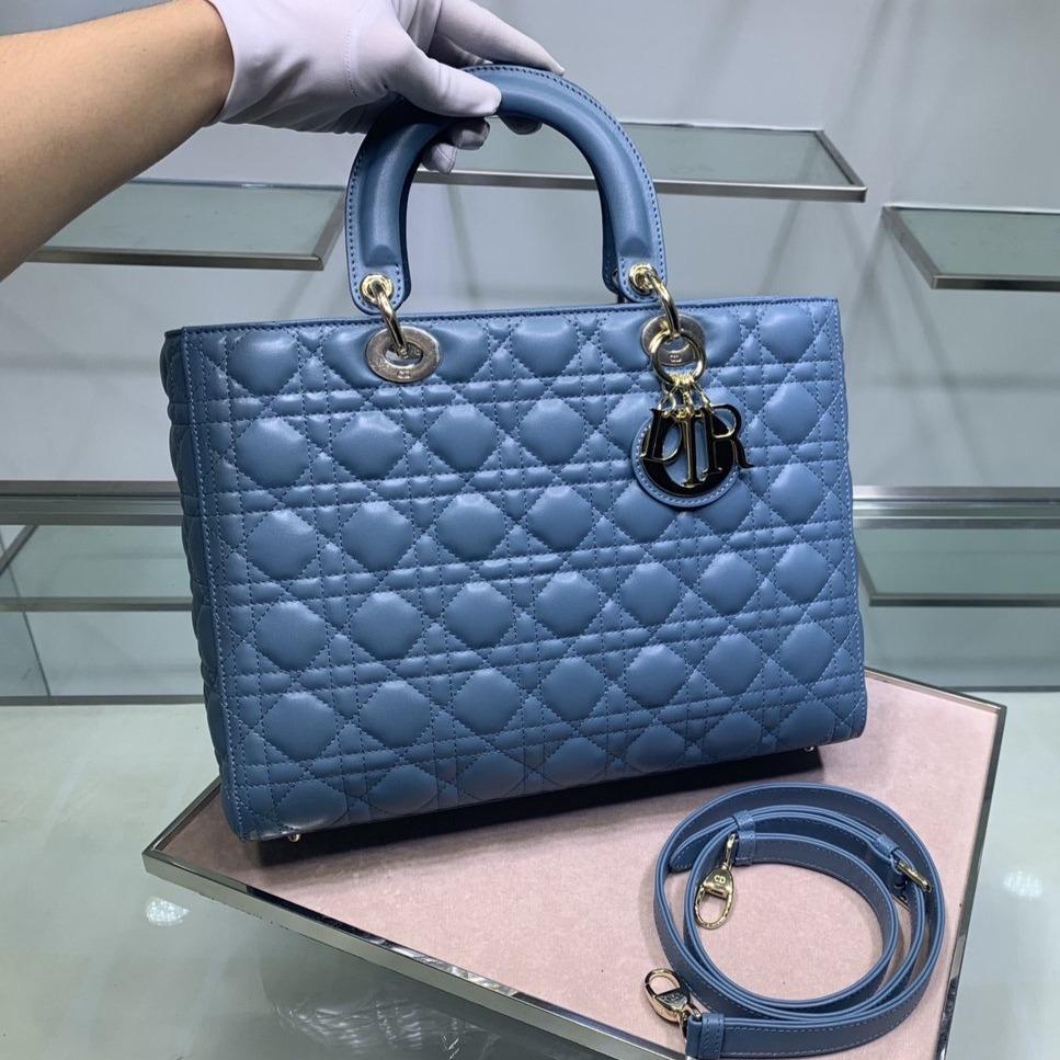 LARGE LADY BAG 32CM BLUE CANNAGE LAMBSKIN mysite