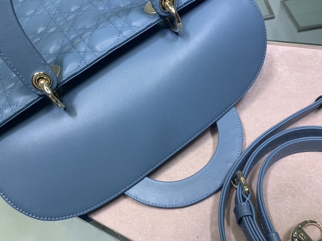LARGE LADY BAG 32CM BLUE CANNAGE LAMBSKIN mysite