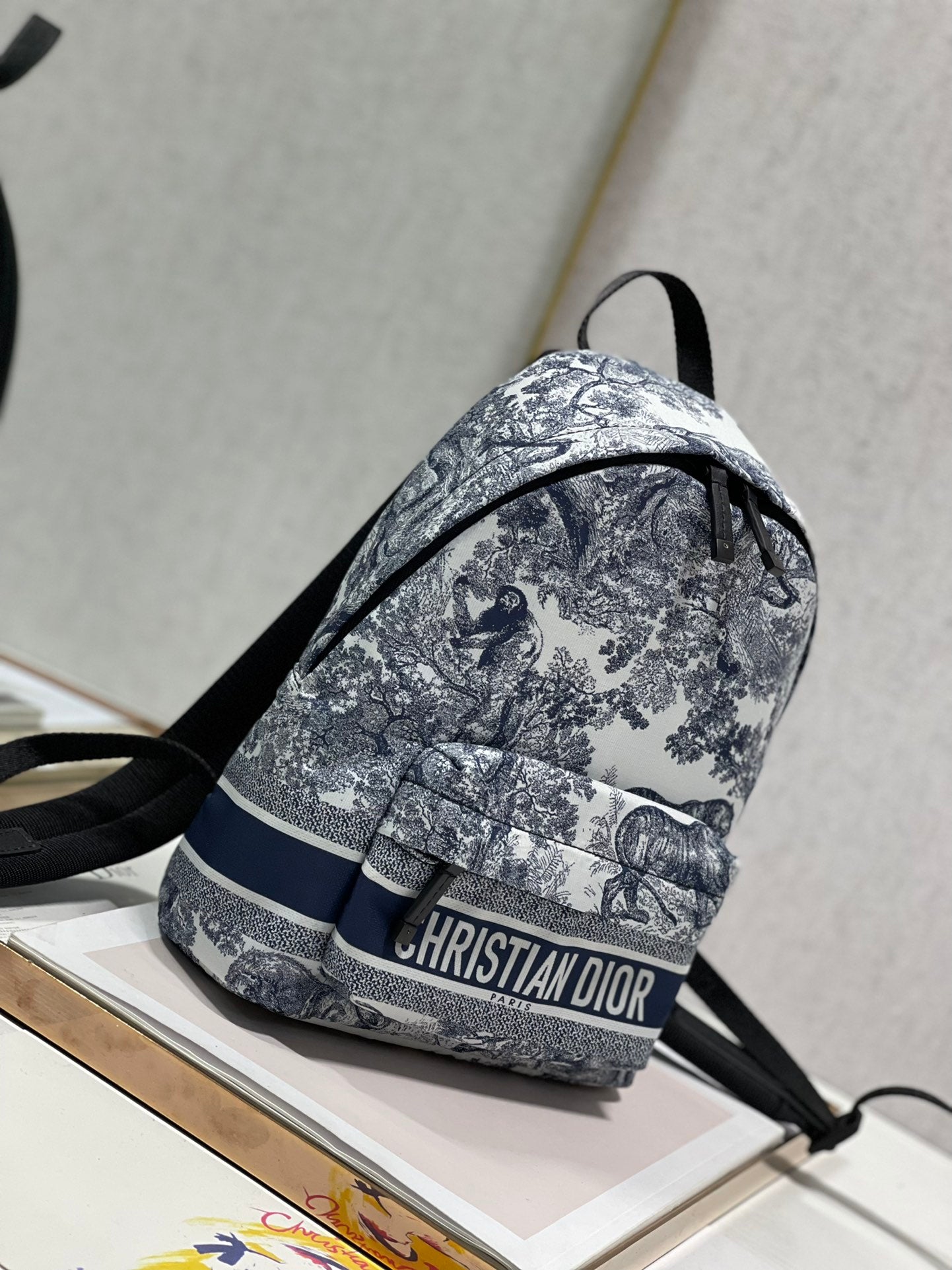 TRAVEL BACKPACK 20CM WHITE BLUE OBLIQUE JACQUARD mysite