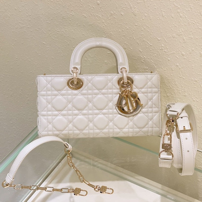 MEDIUM LADY D-JOY 26 WHITE LAMBSKIN mysite