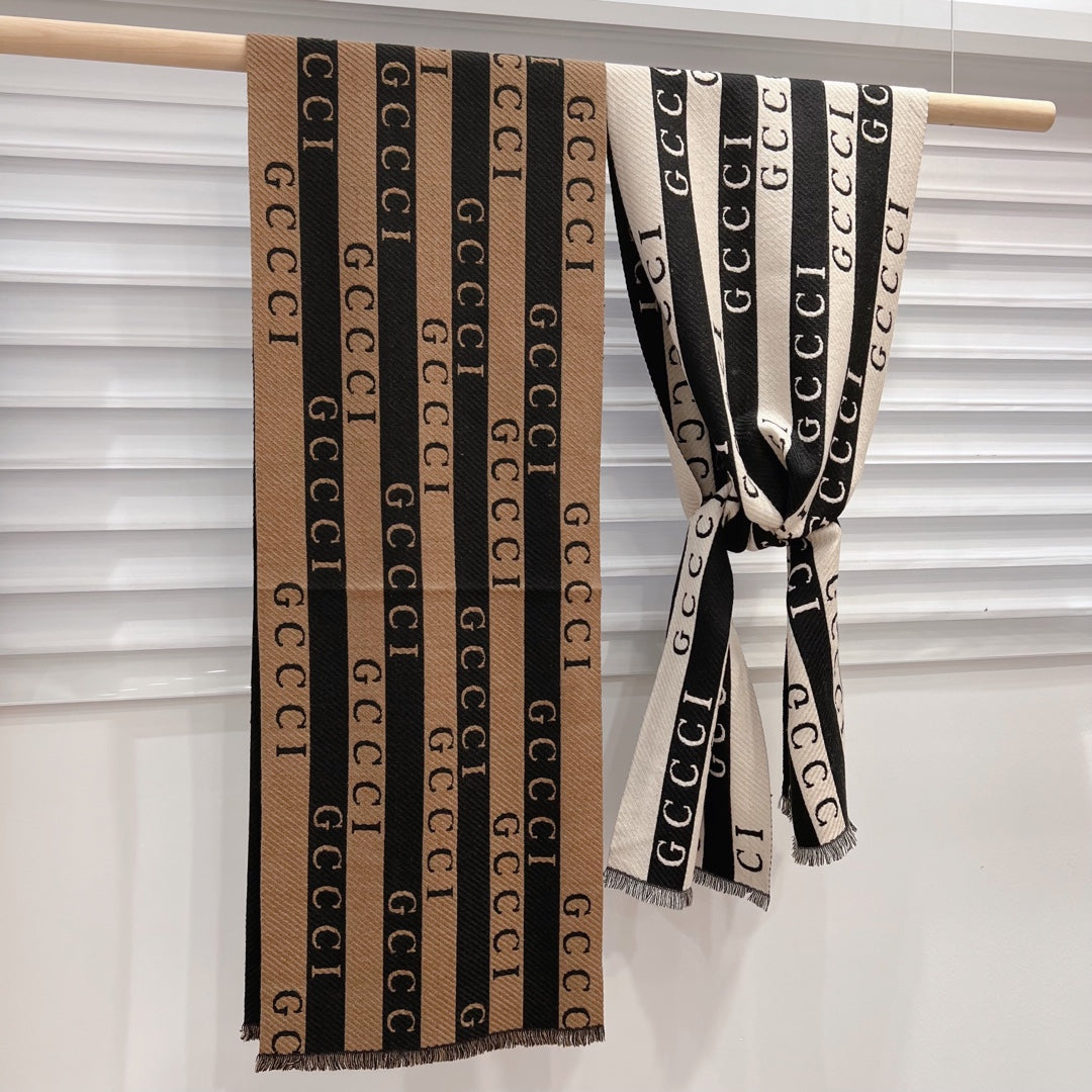 Striped Colorblock Jacquard Letter Scarf mysite