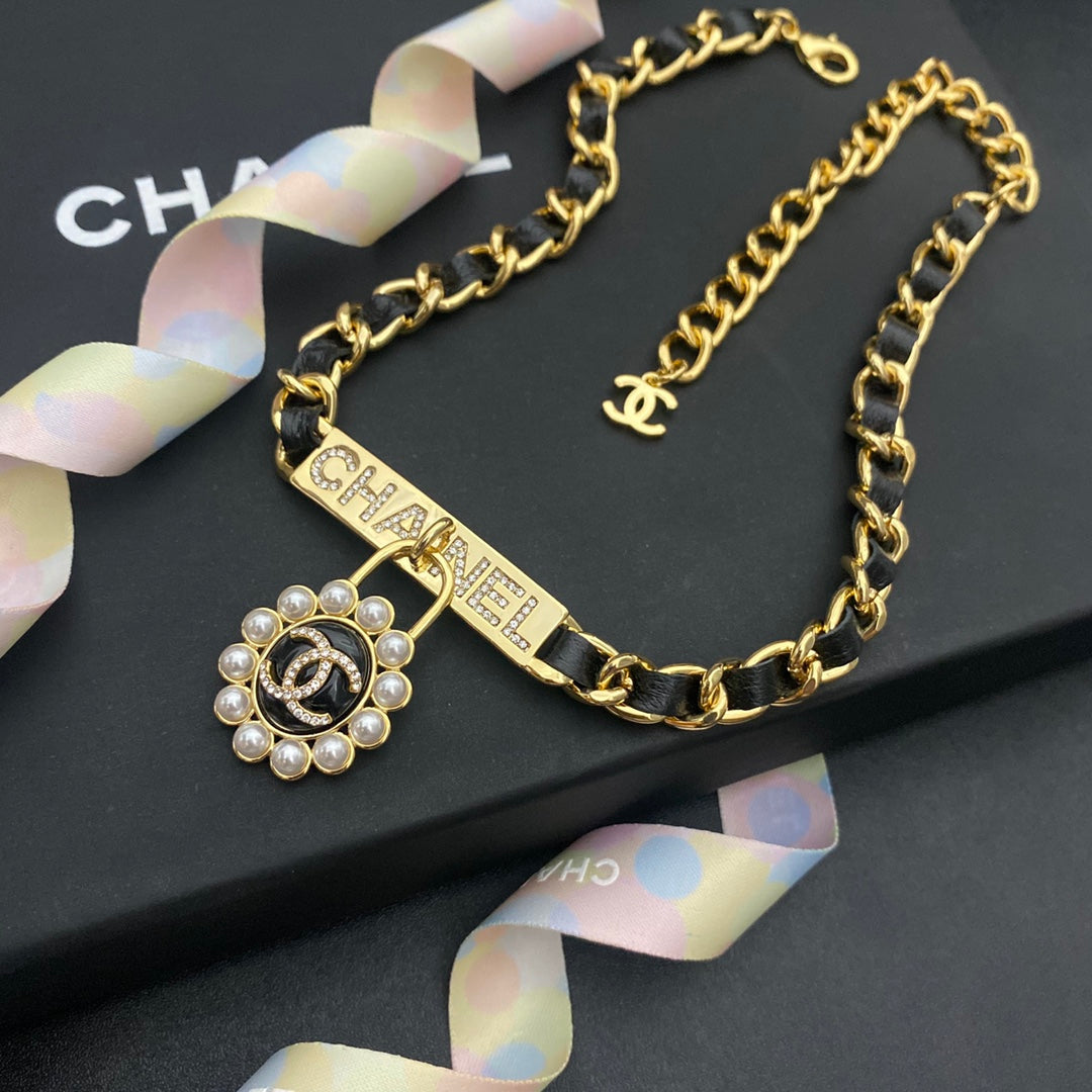 Pearl Pendant Stranded Leather Necklace mysite