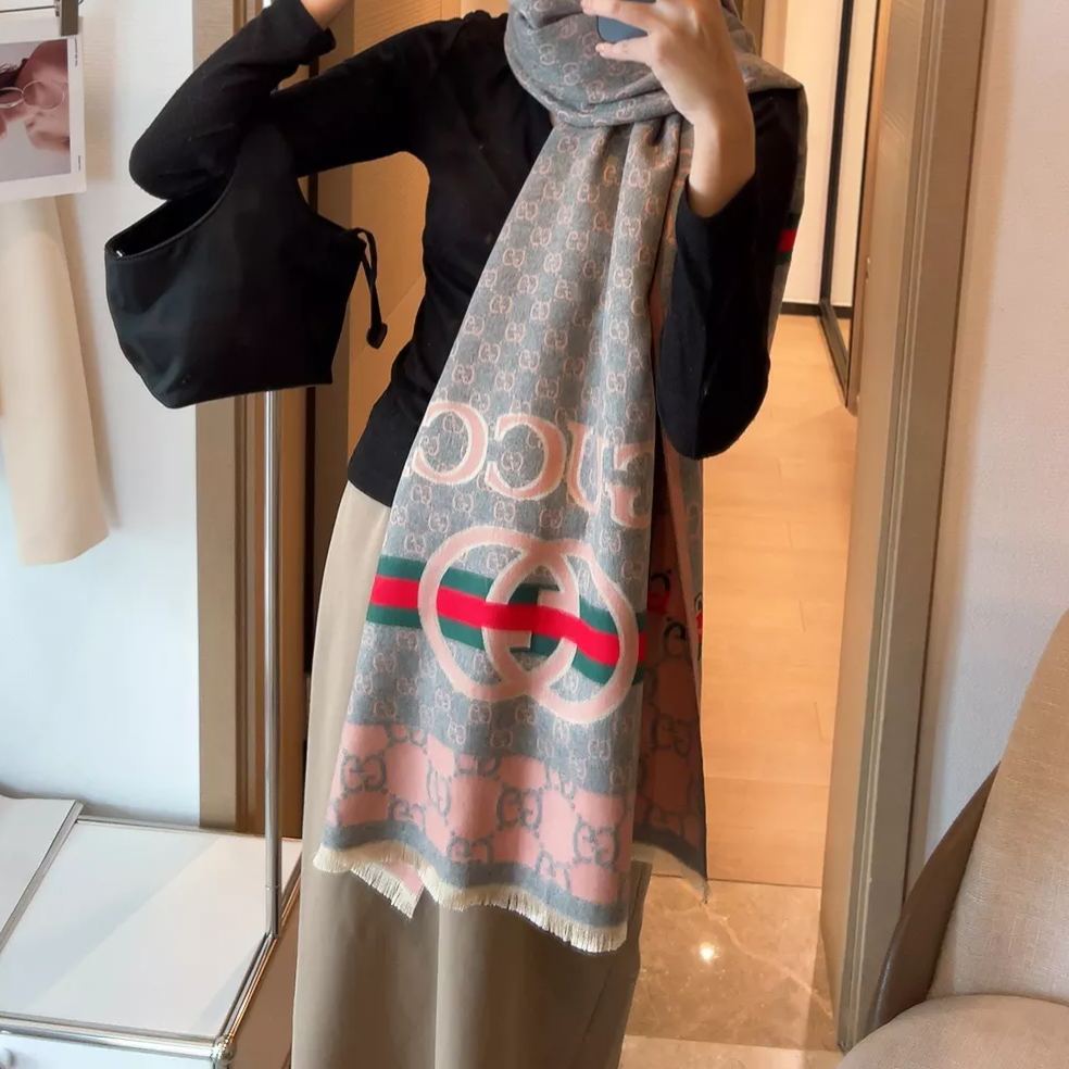 Color Block Logo Jacquard Cashmere Scarf mysite