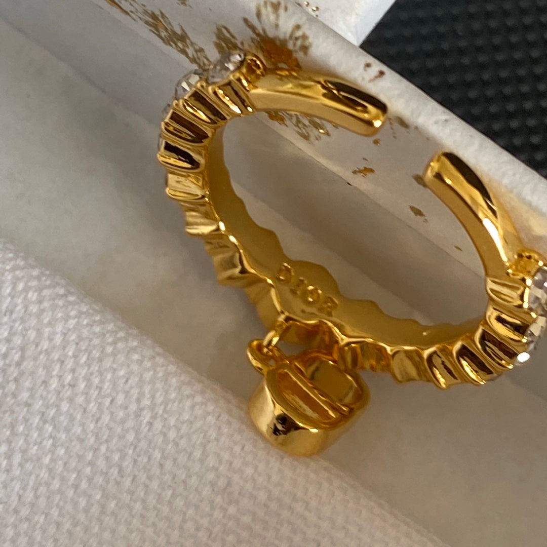 Crystal Diamond Letter Pendant Open Ring mysite