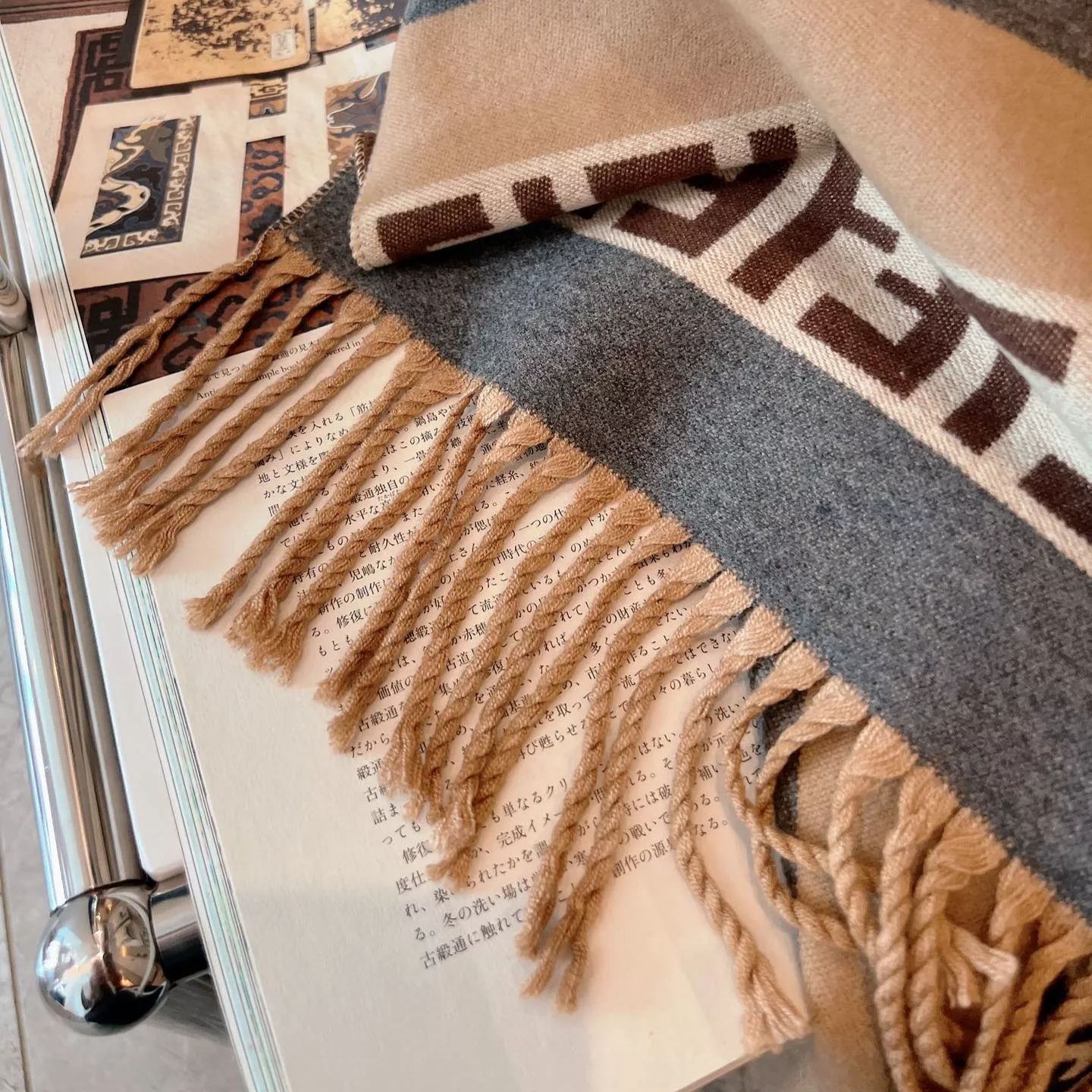 F-letter Cashmere Fringed Scarf Shawl mysite