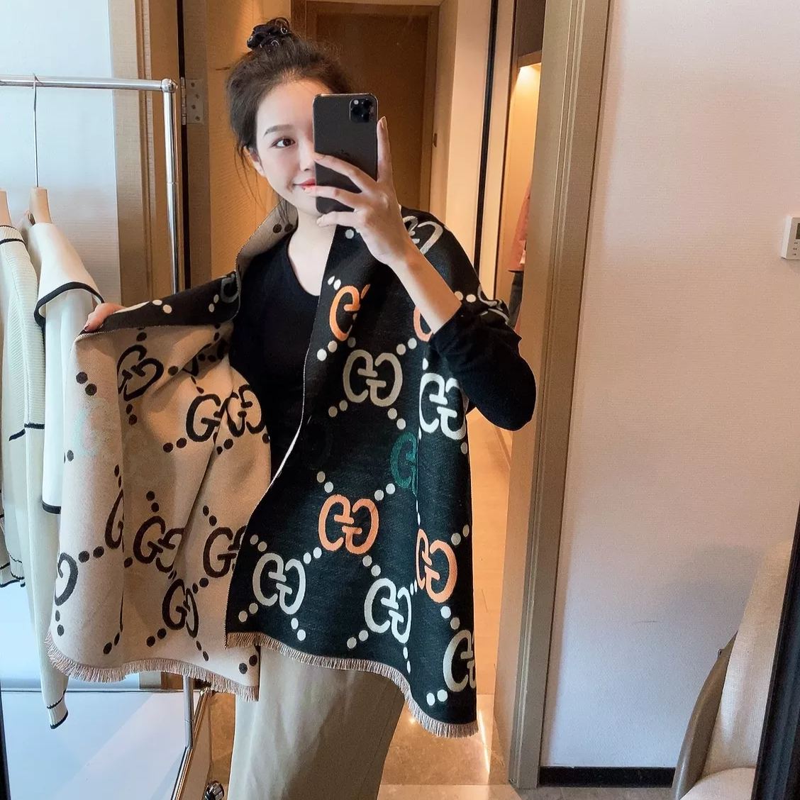 Versatile Monogram Jacquard Letter Scarf Shawl mysite