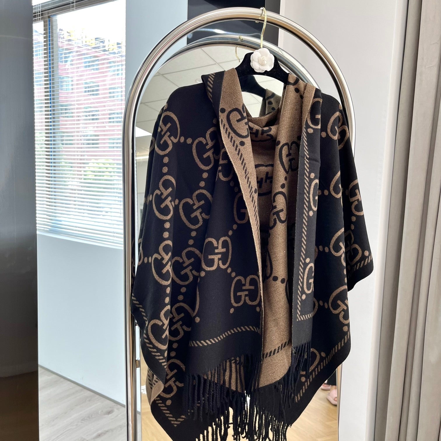 Classic Mink and Silver Fringe Scarf Shawl mysite