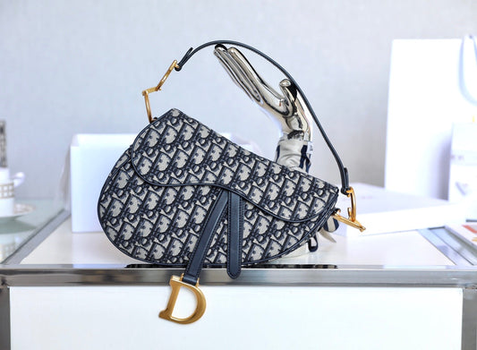 CD Blue Dior Oblique Jacquard Bag Canvas Cowhide mysite