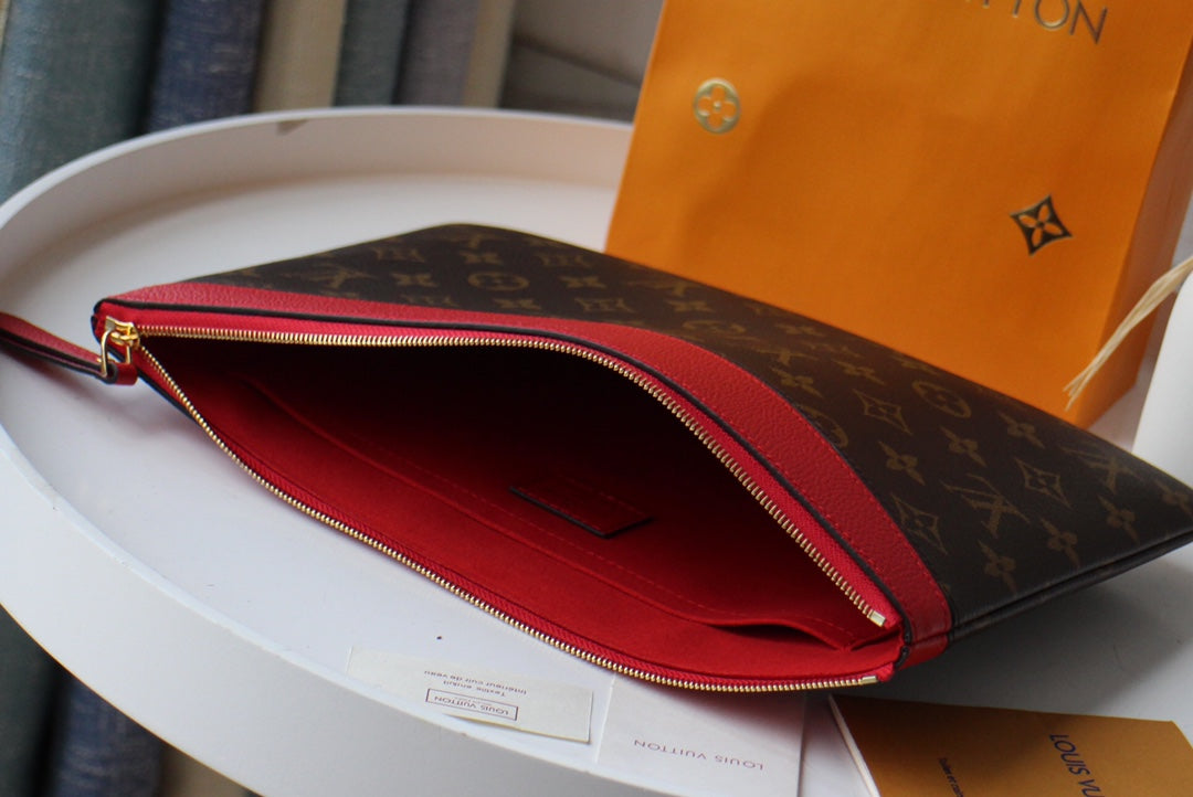 LV M62048 Daily Pouch Brown Red Monogram Canvas & Cowhide mysite