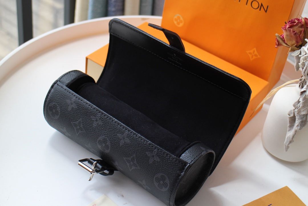 LV M47530 3 Watch Case Black Monogram Eclipse Canvas & Cowhide HW mysite
