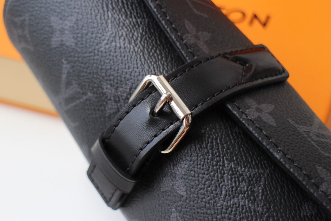 LV M47530 3 Watch Case Black Monogram Eclipse Canvas & Cowhide HW mysite