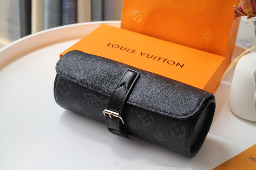 LV M47530 3 Watch Case Black Monogram Eclipse Canvas & Cowhide HW mysite