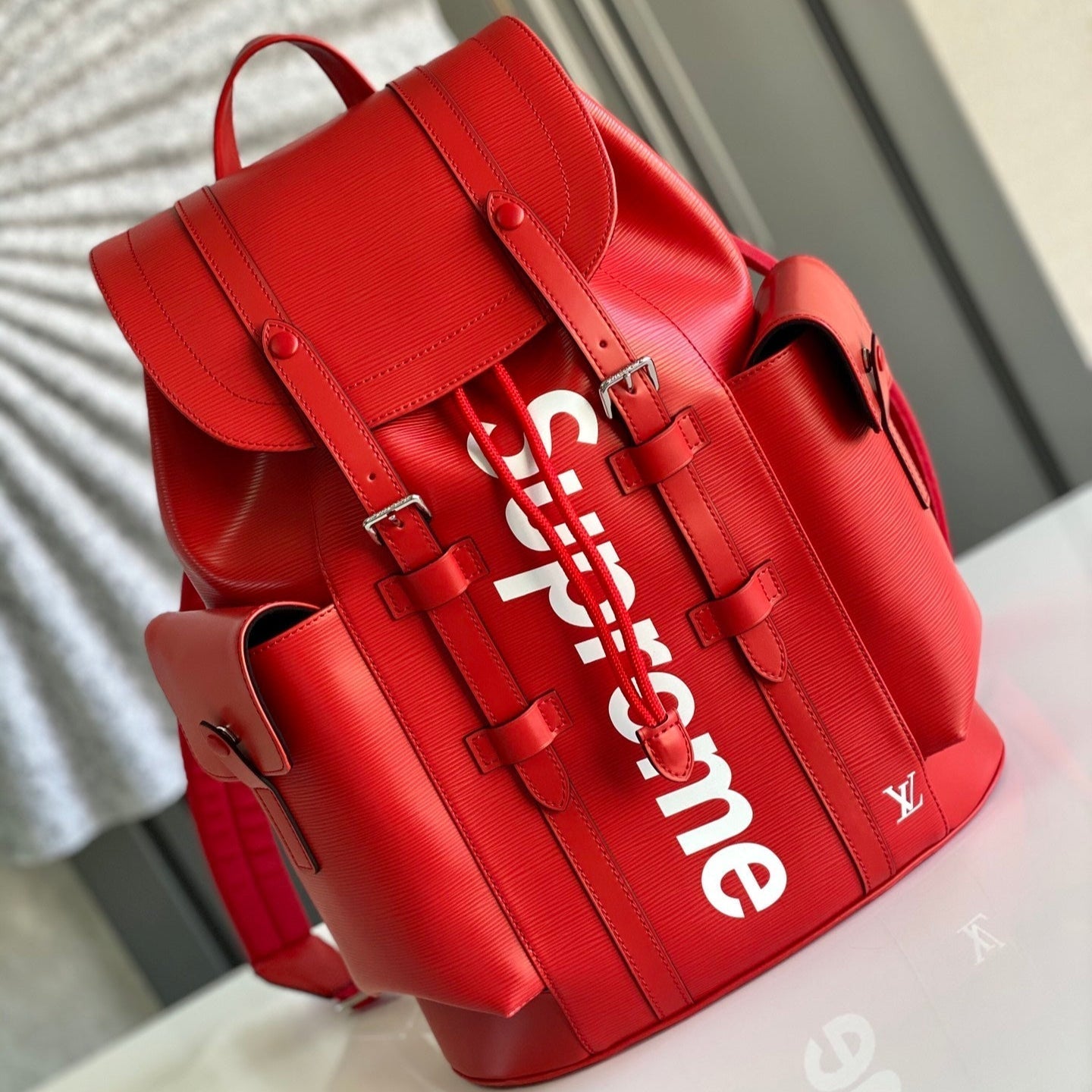 LV x SUPREME CHRISTOPHER SMALL BACKPACK 47 IN RED EPI CALFSKIN mysite