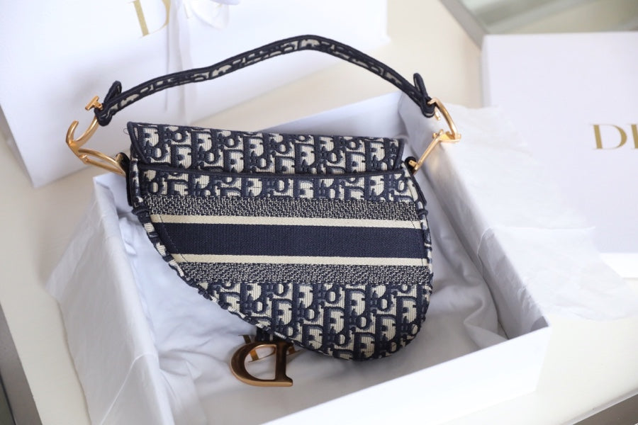 CD Oblique Saddle Bag Blue Canvas mysite