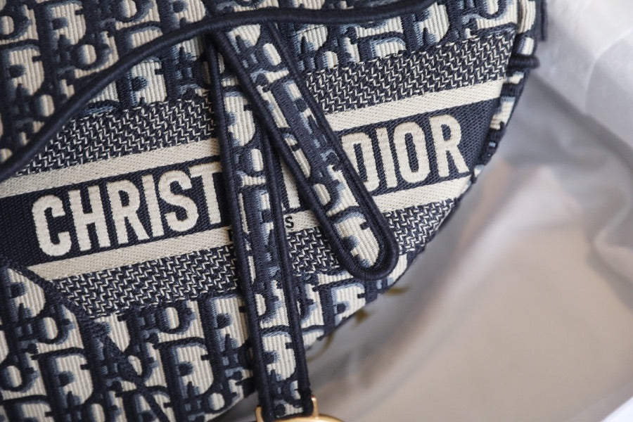 CD Oblique Saddle Bag Blue Canvas mysite