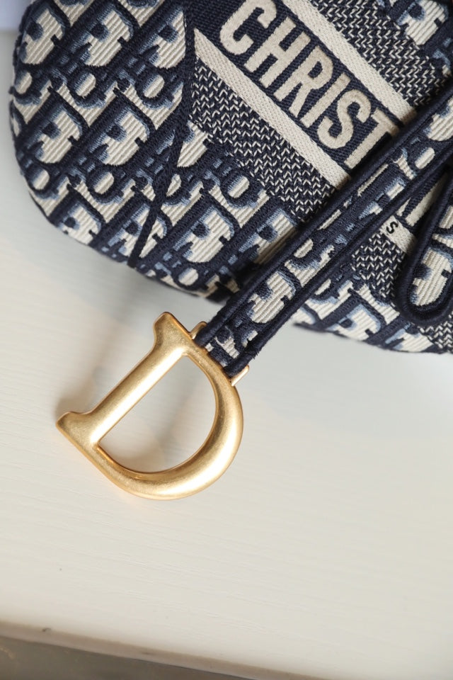 CD Oblique Saddle Bag Blue Canvas mysite