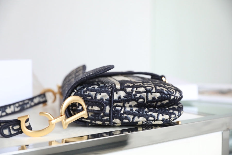 CD Oblique Saddle Bag Blue Canvas mysite