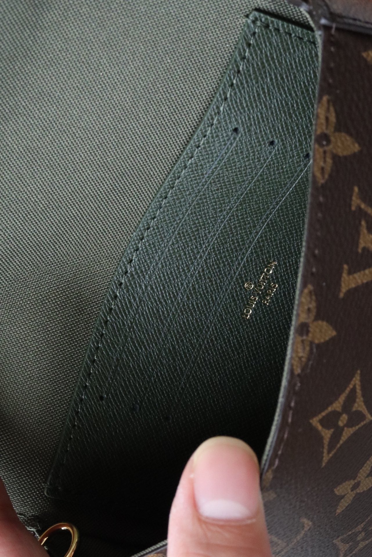 LV Felicie Strap & Go Brown Dark Green Monogram Canvas GHW mysite