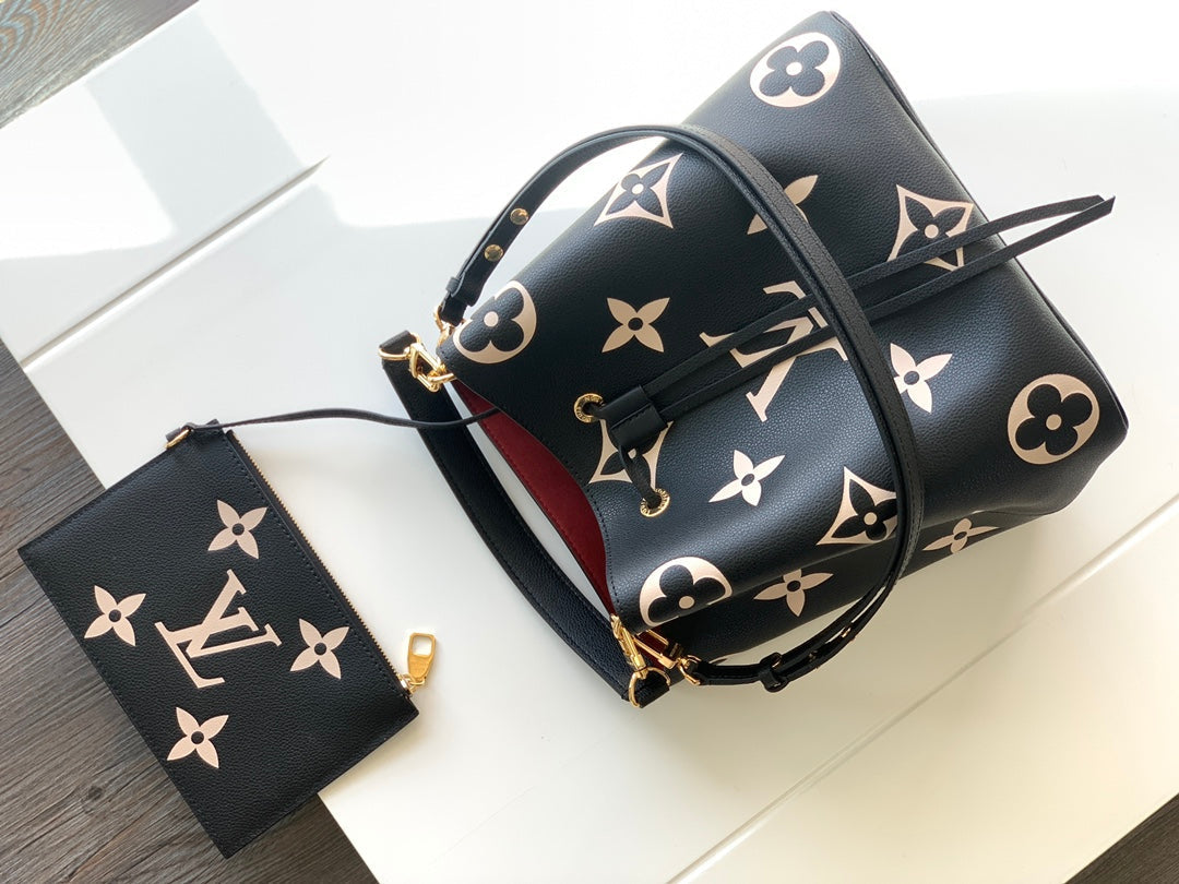 LV NéoNoé MM Black & Cream  Embossed Monogram Empreinte Cowhide 268068 mysite