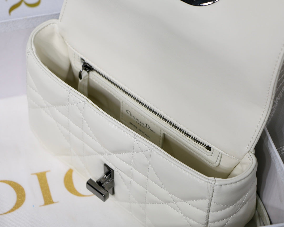 SMALL CARO BAG 20 WHITE CALFSKIN BLACK HARDWARE mysite