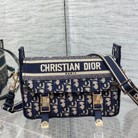 CD Small Diorcamp Bag 23 Blue Oblique Embroidery Denim mysite