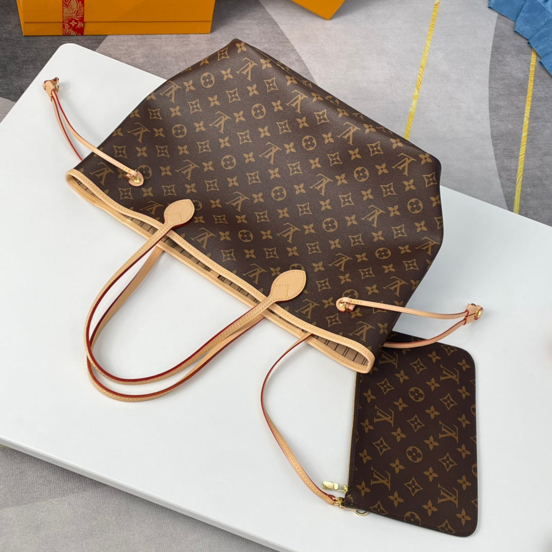 NEVERFULL MM 32 BROWN BEIGE MONOGRAM CANVAS mysite
