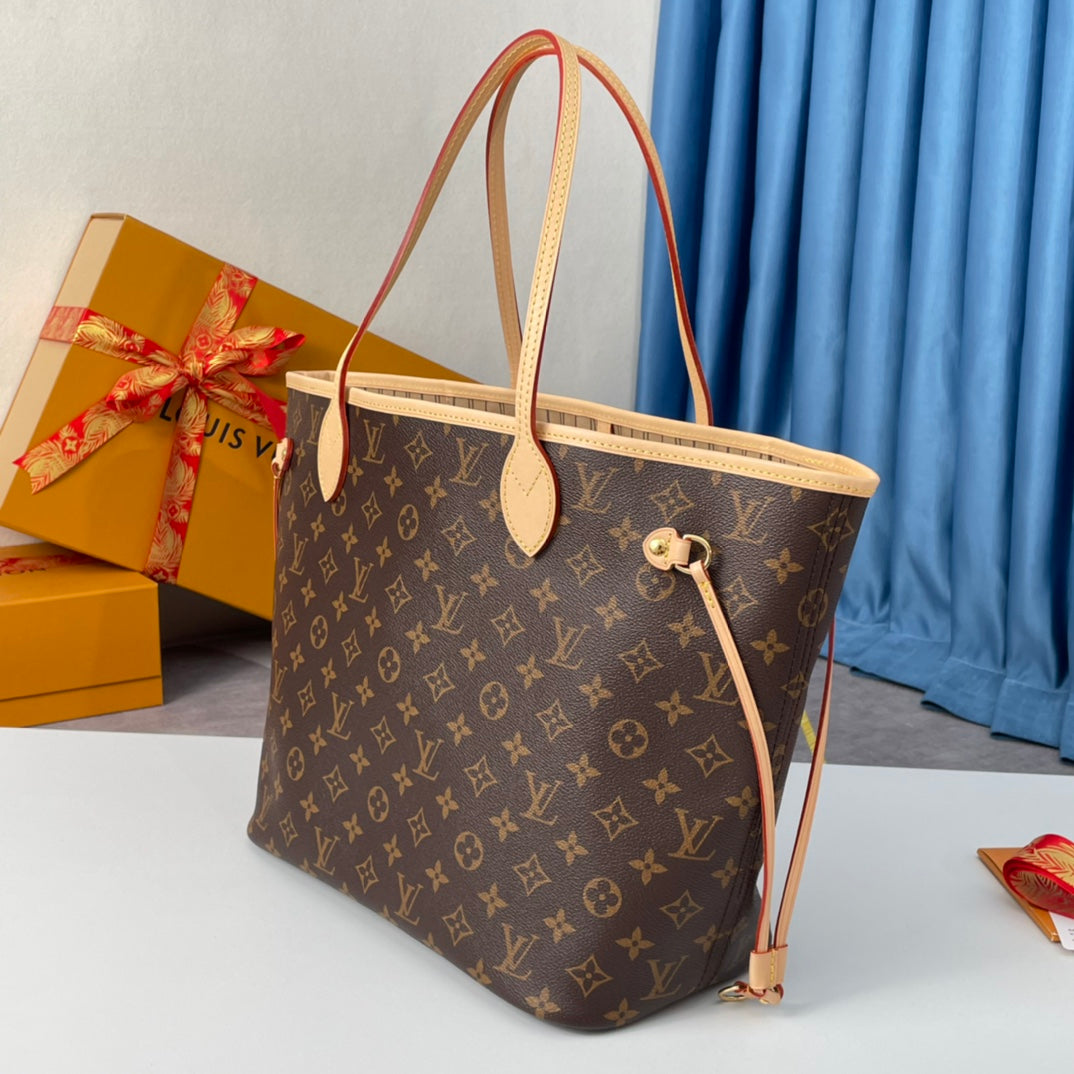 NEVERFULL MM 32 BROWN BEIGE MONOGRAM CANVAS mysite
