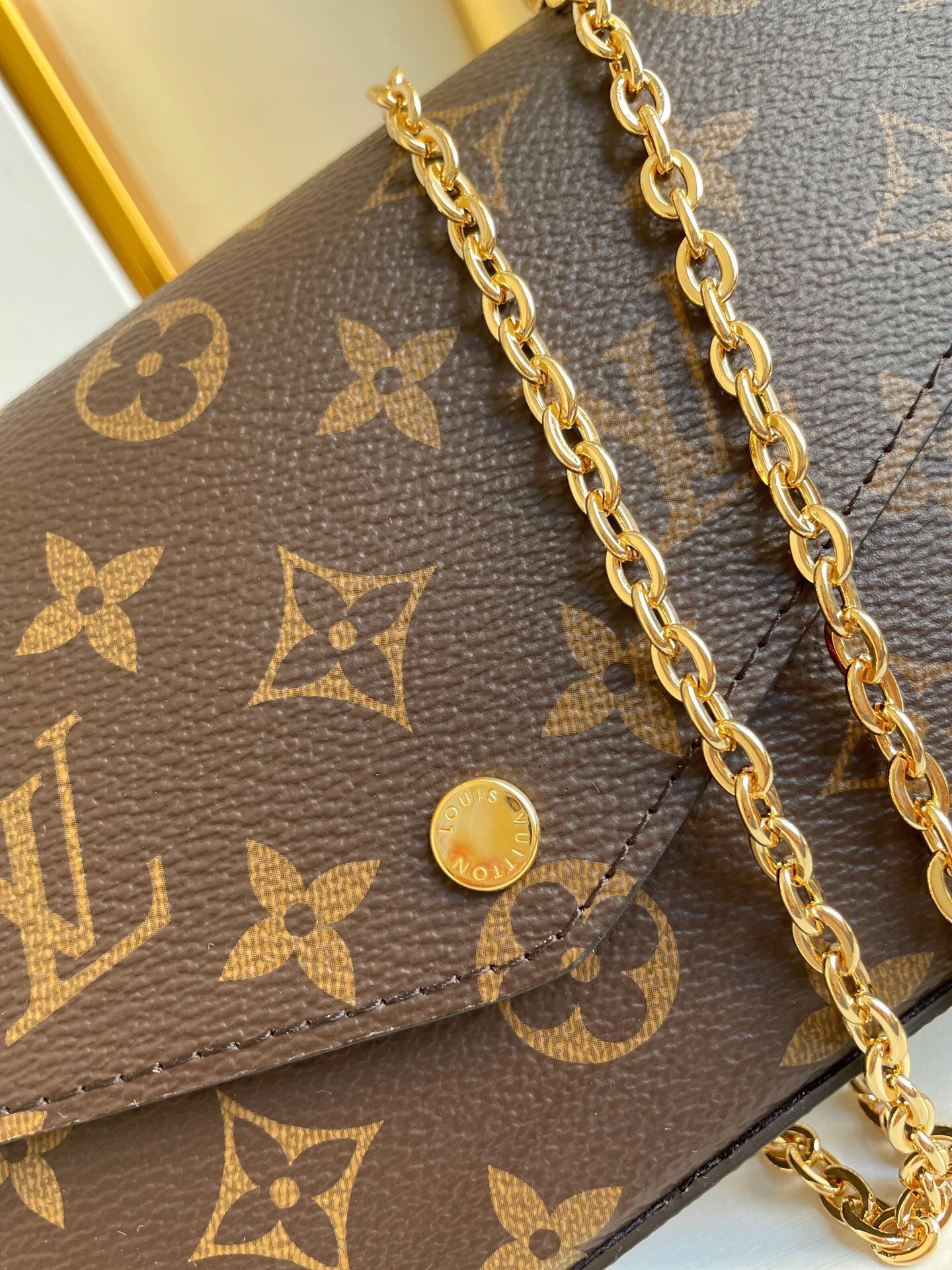 FÉLICIE POCHETTE 21 IN BROWN MONOGRAM CANVAS GOLD HARDWARE mysite
