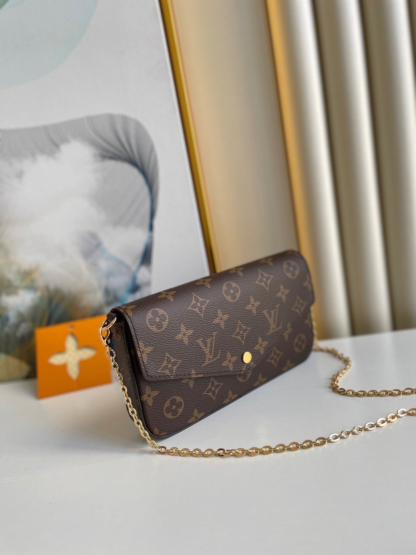 FÉLICIE POCHETTE 21 IN BROWN MONOGRAM CANVAS GOLD HARDWARE mysite