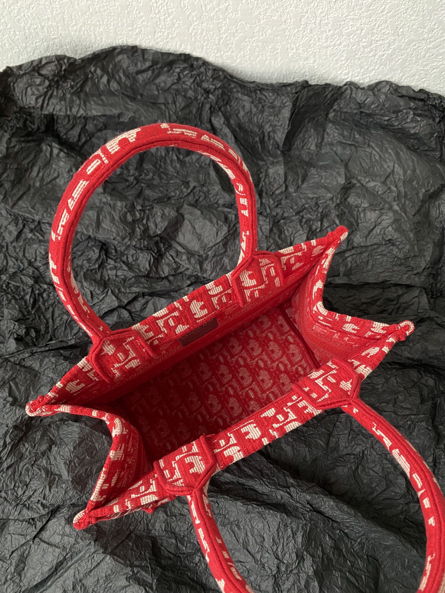 Small CD Book Tote 26.5cm Red Retro Style D Letter Embroidery mysite