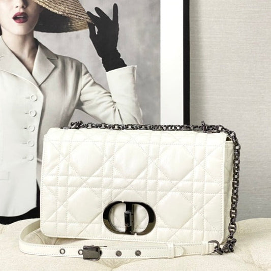 LARGE CARO BAG 28 WHITE CALFSKIN BLACK HARDWARE mysite
