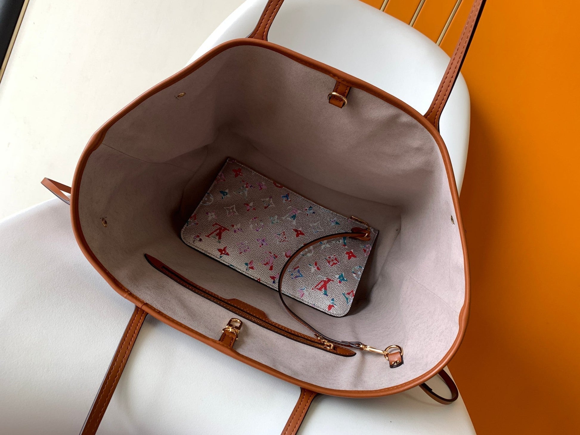 LV Neverfull MM Tote 31cm Sliver Pink Floral Pattern Leather GHW mysite