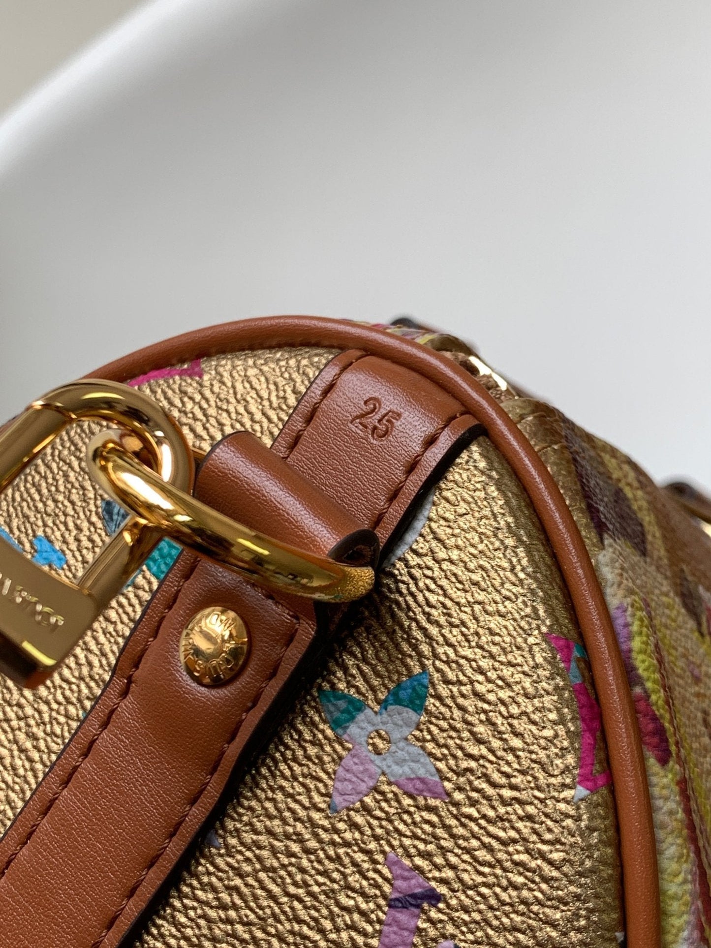 LV Speedy Bandoulière 25 Gold Floral Pattern Leather GHW mysite