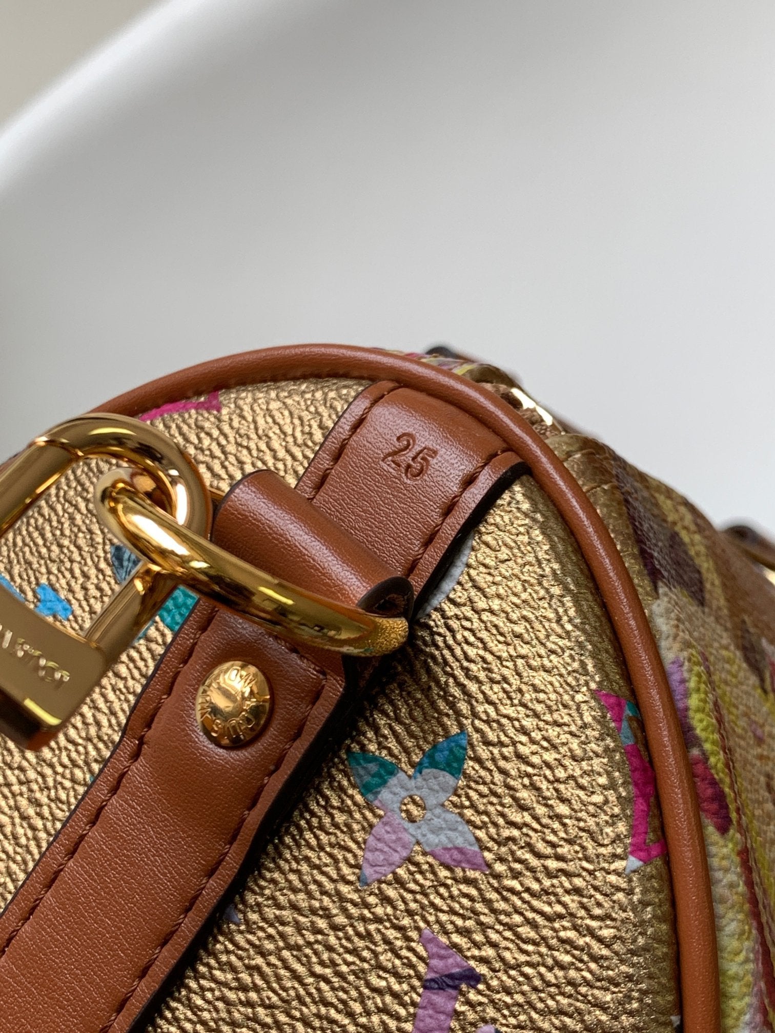 LV Speedy Bandoulière 25 Gold Floral Pattern Leather GHW mysite