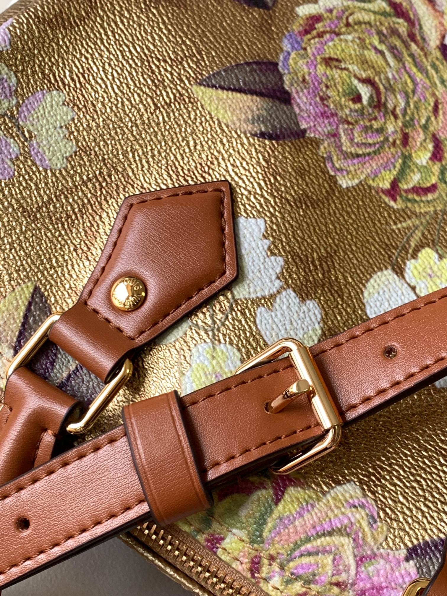 LV Speedy Bandoulière 25 Gold Floral Pattern Leather GHW mysite