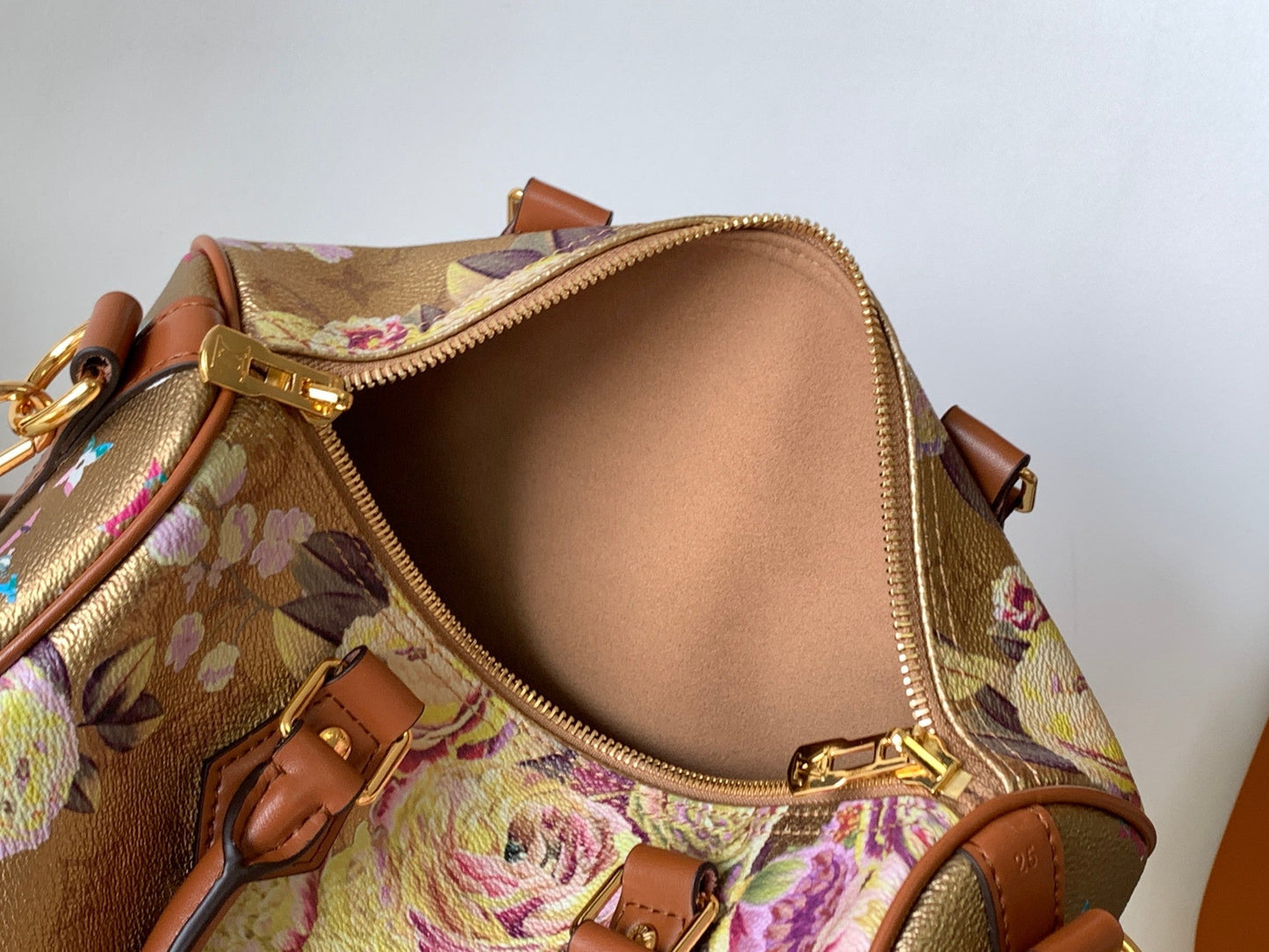 LV Speedy Bandoulière 25 Gold Floral Pattern Leather GHW mysite